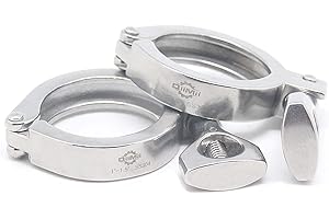 QiiMii Stainless Steel 304 Single Pin Heavy Duty Tri Clamp with Wing Nut for Ferrule TC 1.5'' with 1 pc Silicone Gasket(2 Pack)