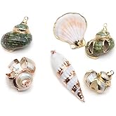 Zotoone 20pcs Natural Pendants - Spiral, Conch, Cowrie, Sea Shells Charms for Nautical, Ocean, Summer Jewelry Craft Making