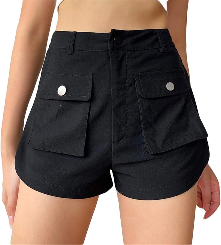 black high waisted loose shorts