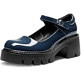 DREAM PAIRS Women's Mary Janes Shoes Platform Dress Low Heel Chunky Pumps Round Toe Ankle Strap Pumps Shoes Oxfords Esther
