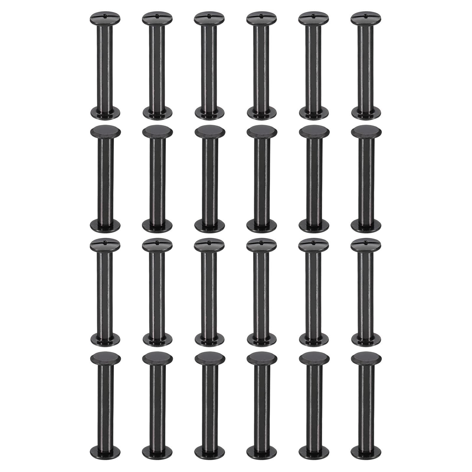 PATIKIL 24 Sets Chicago Screws, 32mm l Chicago Screws Phillips Binding Post Screw Bolts Leather Rivets Fasteners Connectors for Leather Belt Scrapbook Photo Albums, Black