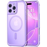 Thomo Magnetic for iPhone 16 Pro Case, [Full Camera Protection] [Compatible with Magsafe] Military-Grade Shockproof, Anti-Fingerprint Translucent Matte Phone Case,Light Purple