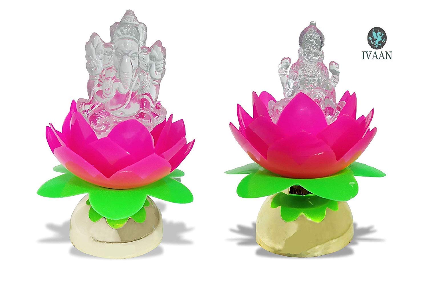 Ivaan Laxmi Ganesh Lotus Led Electric Gold Bulb Lights Diya Deep
