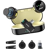 Wireless Lavalier Microphone for iPhone 17/16/15/14, iPad &amp; Android | Magnetic Mini Mic with Charging Case,30H Playtime Plug-Play Lapel Mic for Content Creators,Vlogging,Tiktok,AI Noise Reduction