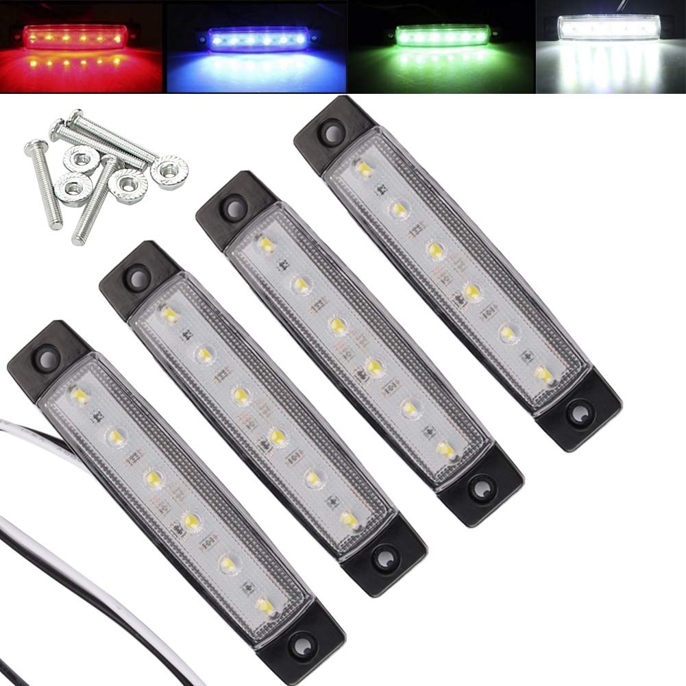 Electrely LED Truck Trailer Side Marker Indicators Truck Cab Marker Lights 12V for Trailer Truck Caravan Camper Van Lorry Bus Boat Tractor Motorhome (White)