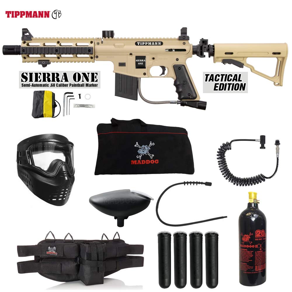 Maddog Tippmann Sierra One Specialist Paintball Gun Package Tan
