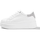 LUCKY STEP Women's Platform Fashion Sneakers Faux Leather Classic Tennis Shoes Low Top Casual Walking Shoes