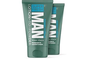 SUPER & FRESH CO. Super Fresh Man Parts Ball Deodorant for Men | Powder Lotion, Fresh Control Odor, Anti Chafing, Stop Itch, Absorb Sweat, Aluminum Free, 4 oz Tube (2PK)
