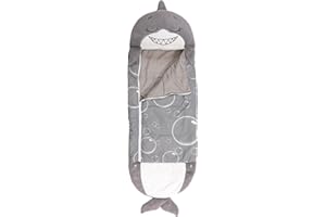 Happy Nappers: Pillow & Sleepy Sack Medium - Grey Shark - 54 x 20inches, 2-in-1:Plush Animal Opens Into Sleeping Bag, Soft Play & Nap Character, Kids 3 and up