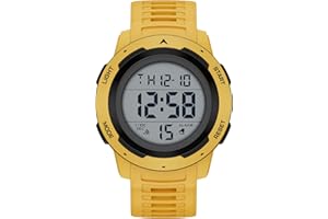 GOLDEN HOUR Mens Waterproof Digital Sport Watches Wide Screen Easy Read Display Military Style with Rubber Strap