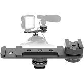 ChromLives Hot Shoe Extension Bar Mount, Cold Shoe Extension Flash Bracket, Dual Straight Mount Flash Bracket Compatible with Nikon Canon Sony Olympus DSLR Camera Camcorder DV