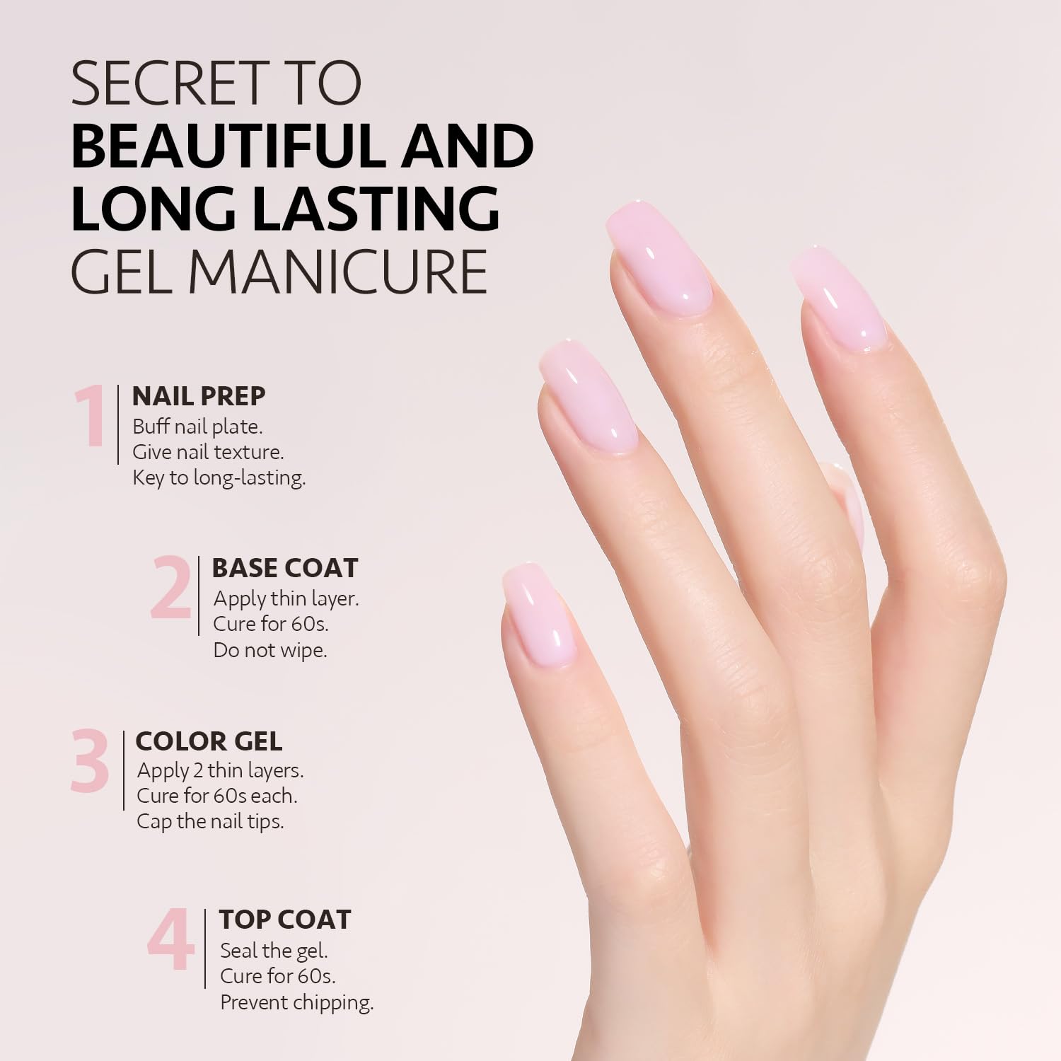 GAOY Baby Pink Gel Nail Polish, 16ml Soak Off UV Light Cure Gel Polish for Nail Art DIY Manicure at Home, Color 1525 - Image 5