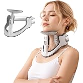 Owlprince Posture Corrector for Neck &amp; Cervical Spine Alignment - 360&deg; Adjustable Neck Collar with 28 Levels, Memory Foam Support for Pain Relief, Tech Neck, Hump &amp; Forward Head Posture (Gray, Large)