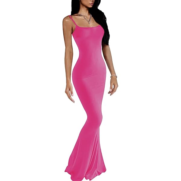 long bodycon spaghetti strap dress Red Ribbed Spaghetti Strap Bodycon Midi Dress Medium main image 1