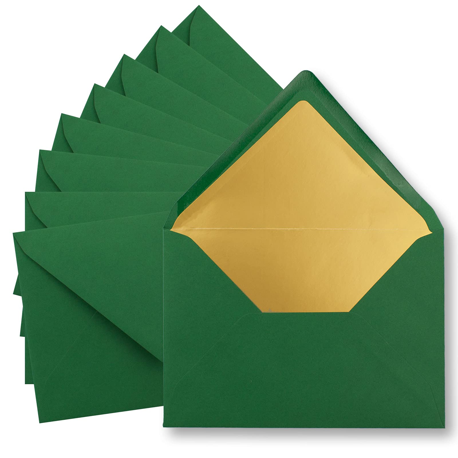 Metallic Lined envelopes, C5, 156 mm x 220 mm, gummed with Pointed Flap 100 Umschläge dunkelgrün | Gold