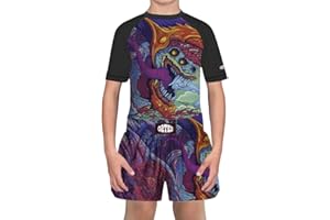 O2TEE Unisex Youth Kids Rash Guard Shorts Sets for Boys Girls Boxing Daily Multi-Sport