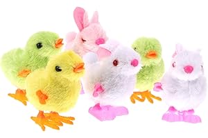 DECHOUS 6pcs Wind Up for Adorable Plush Chicks Bunnies Safe for Enhances Coordination Imagination for Party