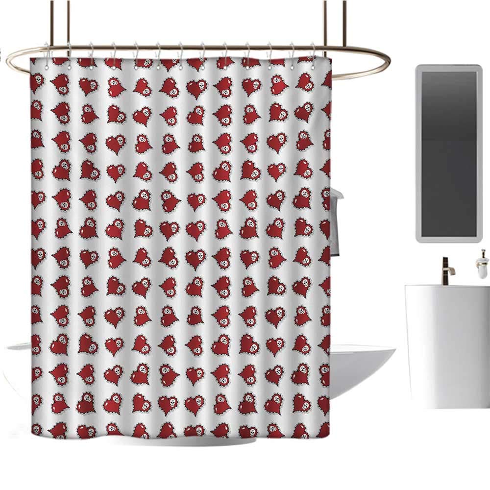 Amazon Com Skull Custom Made Shower Curtain Vibrant Skeleton Patterns Inside Ornate Gothic Victorian Style Red Hearts Bathroom Set With Hooks Ruby Red Black White Home Kitchen