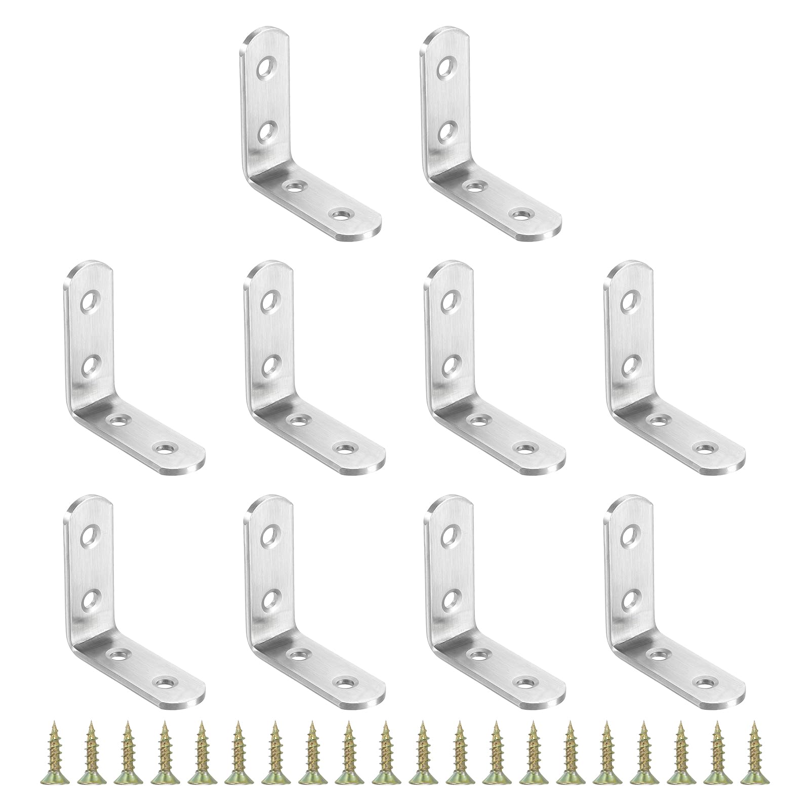 PATIKIL Stainless Steel Corner Braces 1.97 x 1.97 Inch,10 Pieces L Bracket Joint Right Angle Support Bracket L Shaped Corner Fasteners with Screws for Shelves, Silver — image 1