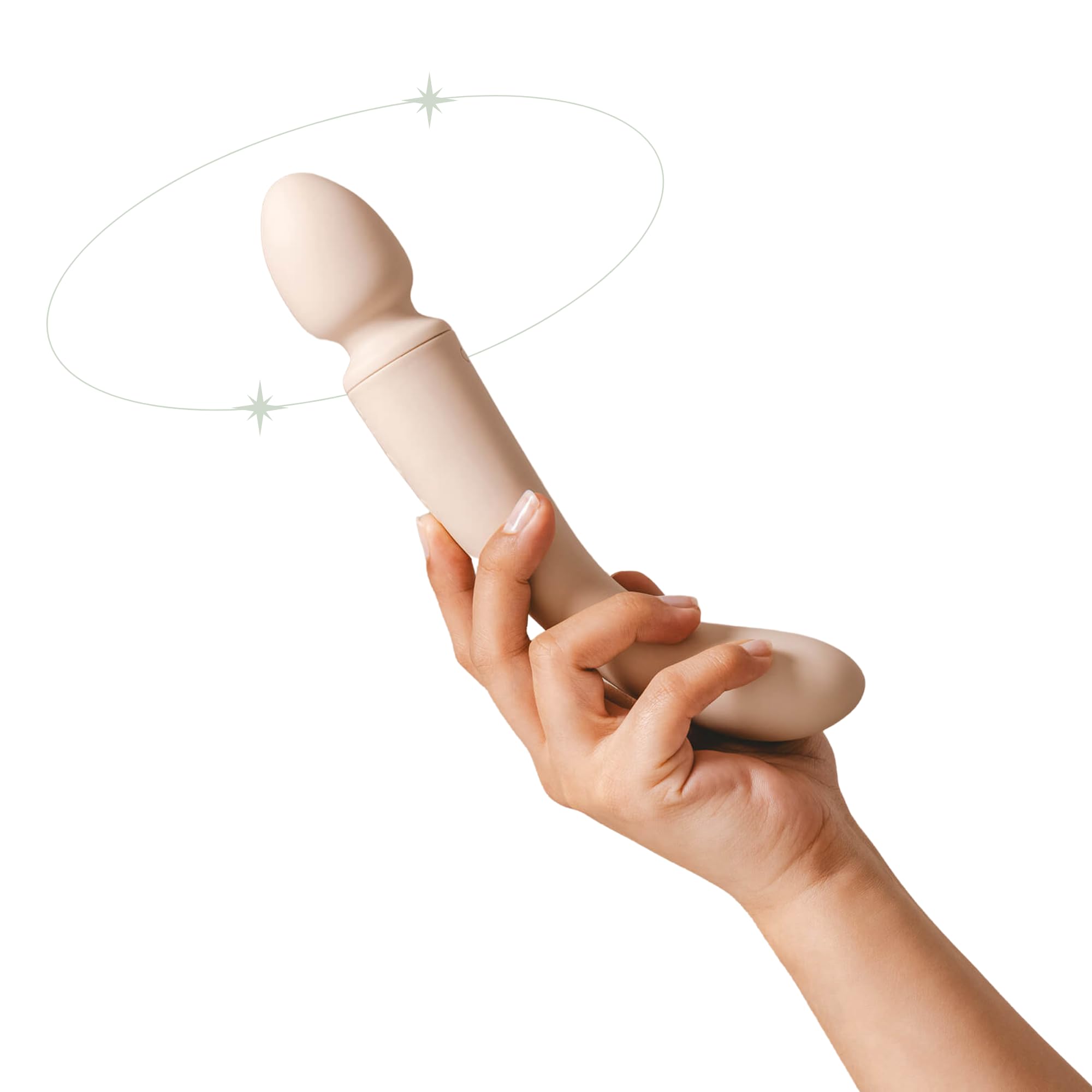 The Natural Love Company - Cassia - Dual-Ended and Curved Wand Vibrator - Made from Ocean Plastic - Whisper Quiet Gentle Touch Mode - Magnetic Fast Charge - 1+ hr Battery - Bath & Body Safe