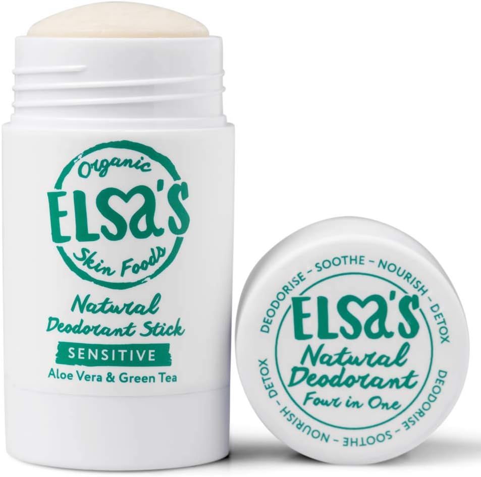 Elsa's Organic Skin Foods, Natural Deodorant Stick, Sensitive, Fragrance Free, No Sodium Bicarbonate, 100% Compostable