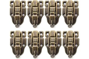 bnafes Toggle Latch Antique Metal Duckbilled Hasp Latch Catch with Padlock Hole for Jewelry Box Cabinet Small Wooden Case Ordinary Box Crafts Retro Bronze Style Box - Pack of 8
