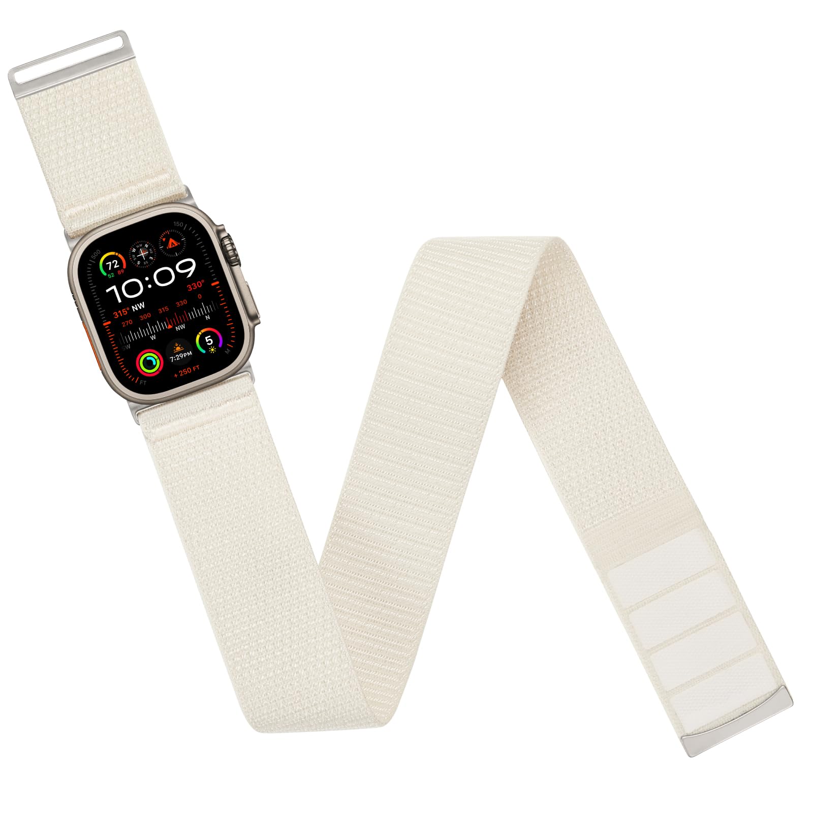 Photo 1 of Arm/Ankle Band Compatible with Apple Watch 38mm 40mm 41mm 42mm 44mm 45mm 46mm 49mm for Women Men, Ultra Wide Nylon Armband/Ankle Strap for iWatch SE Ultra Ultra2 10 9 8 7 6 5 4 3 2 1 (Metal Connectors)