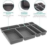Addis 8pc Interlocking Drawer Organiser Trays Grey Storage Dividers view 7
