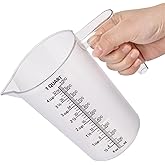 NaNaPaly 32oz Measuring Pitcher with Permanent Laser-Etched Markings | Food-contact grade PC, 4-cup capacity with handle for brewing, dilution, motor oil, pool &amp; lawn chemicals and kitchen use.