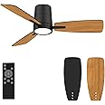 Atolit Ceiling Fans with Lights,42 inch,Quiet Reversible Motor,Easy to Install,6 Speeds,3CCT,Timer, Black Modern Ceiling Fan for Living Room, Bedroom, Kitchen, Dining room, Office