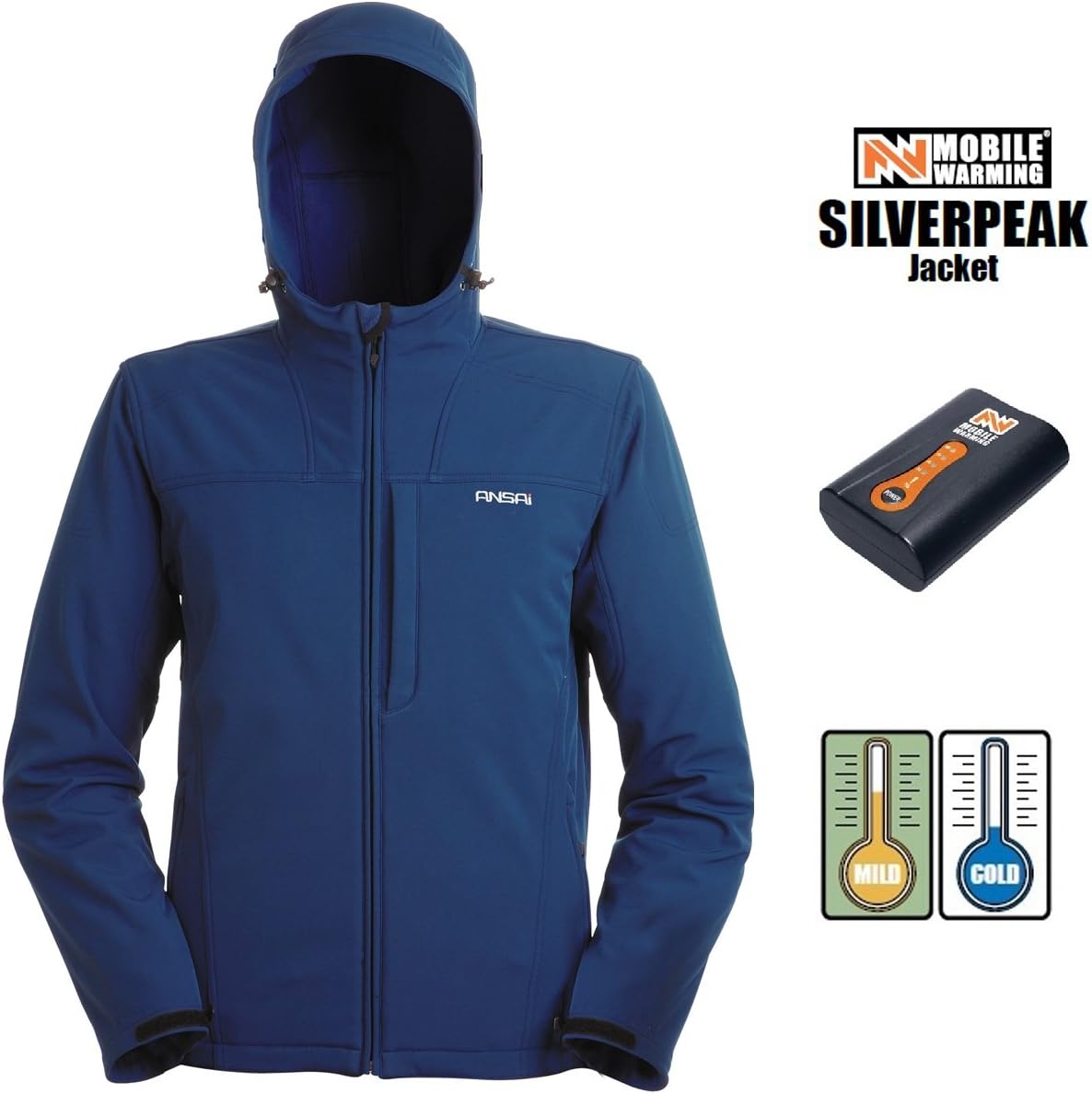 Ansai Mobile Warming Silverpeak Heated Jacket - Large/Navy Blue
