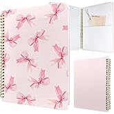 Stanoha Cute Spiral Notebook journal B5 Aesthetic Pretty Design for Women Girls Kawaii with Pocket, 10 x 7.2 inch, Lined, Bow Tie