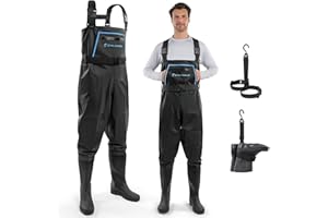 Calamus WaveWalker Fishing Waders for Men & Women, 100% Waterproof PVC Waders with Slip-Resistant Boots, Tear-Resistant Nylon