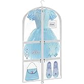 Wsaeig Garment Bags for Dance Costumes - 40 Inch Clear PVC with 5 Zipper Pockets (White) - Kids Dance Garment Bag for Dancers, Hanging Clothes Storage, Competitions & Travel