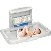 Baby Changing Station Wall Mounted Commercial | Heavy Duty Foldable Wall Mounted Changing Table with Safety Strap, Easy to Clean for home/Public Restroom (Hardware Included)