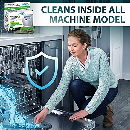 XROM Dishwasher Pro Cleaner and Descaler, Removes Odors & Hard Water Stains, Powerful Descaling, 6 Treatments.