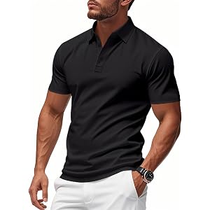 Polo Shirts for Men Quick Dry Lightweight Breathable Short Sleeve Moisture Wicking Athletic Fit Performance Tops