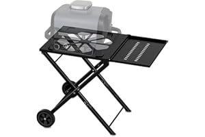 Demao Stand for Ninja Woodfire Outdoor Grill (OG701 Only), Outdoor Folding Grill Table Stand for Ninja Grill OG700 Series, Heavy Duty Steel Grill Cart as Ninja XSKSTAND, Black