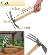LANYOTA Garden Hoe 2in1 Garden Tools Digging Hoe and Rake with Wooden Handle view 4