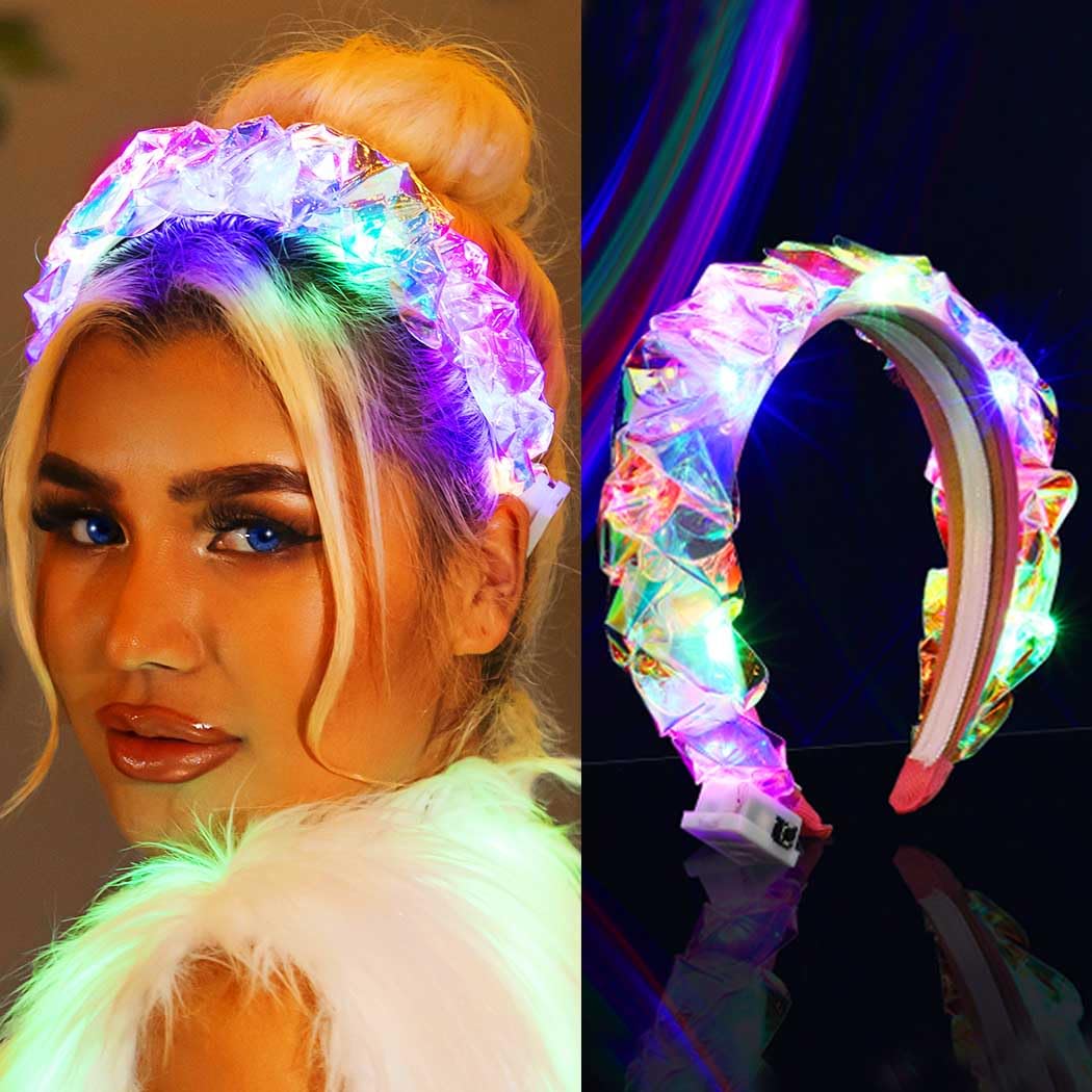 Fashband Light Up Headband LED Hair Bands Luminous Braided Hair Hoop Halloween Party Festival Hair Accessories for Women and Girls
