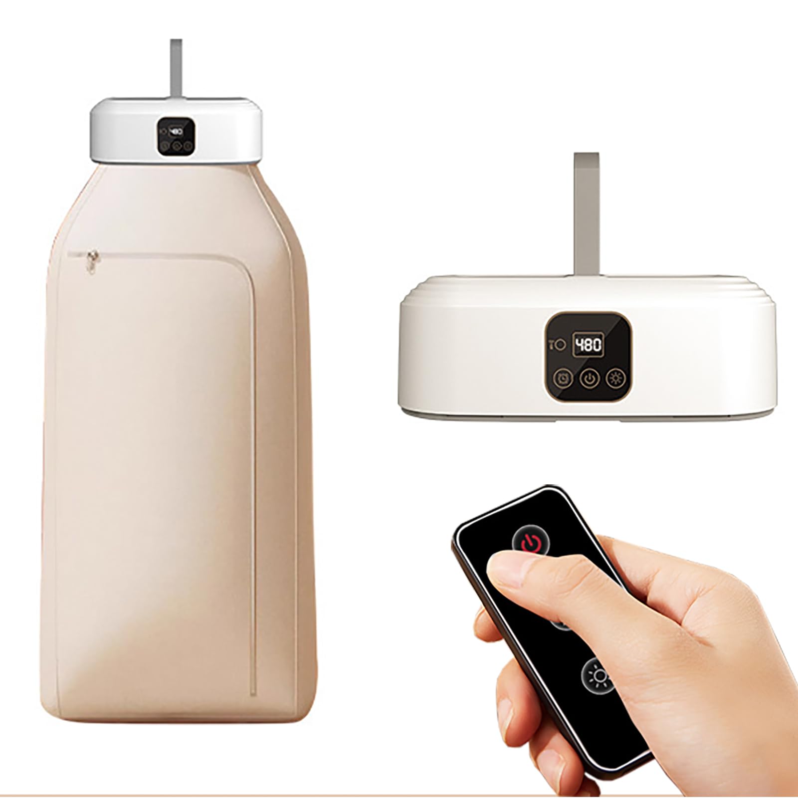 AMZTEMU Portable Electric Clothes Dryer Machine With Remote Control - Indoor Apartment Dryer - UK Plug (600W)