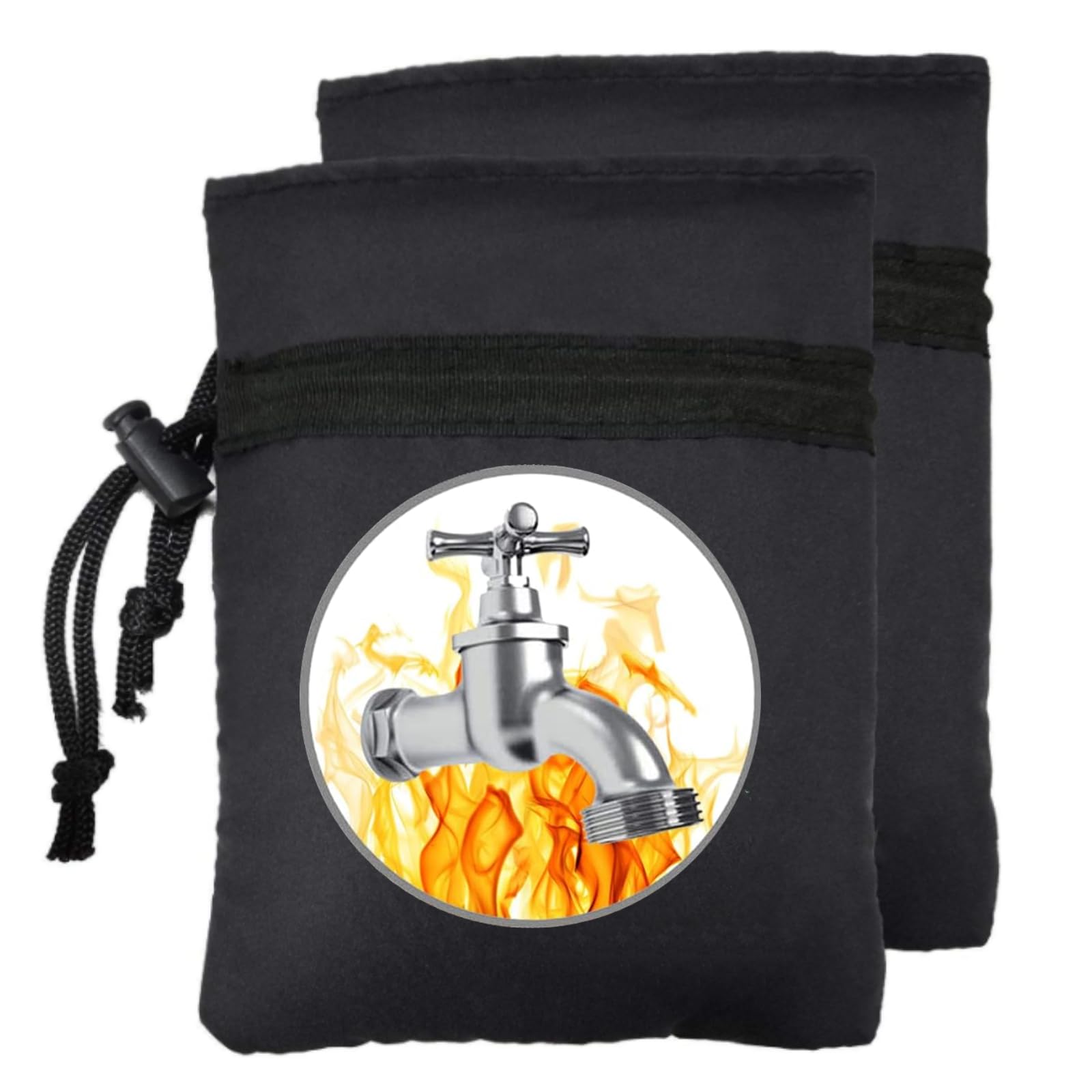 Outdoor Faucet Cover Socks for Winter Freeze Protection, Thickened Thermal Insulation Cotton, Waterproof Fabric，Protect Faucets from Freezing and Cracking 5.2" W x 7.2" H (Black, 2Pcs)