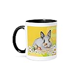 3dRose Calico Bunny Rabbit with Daisy Flowers and