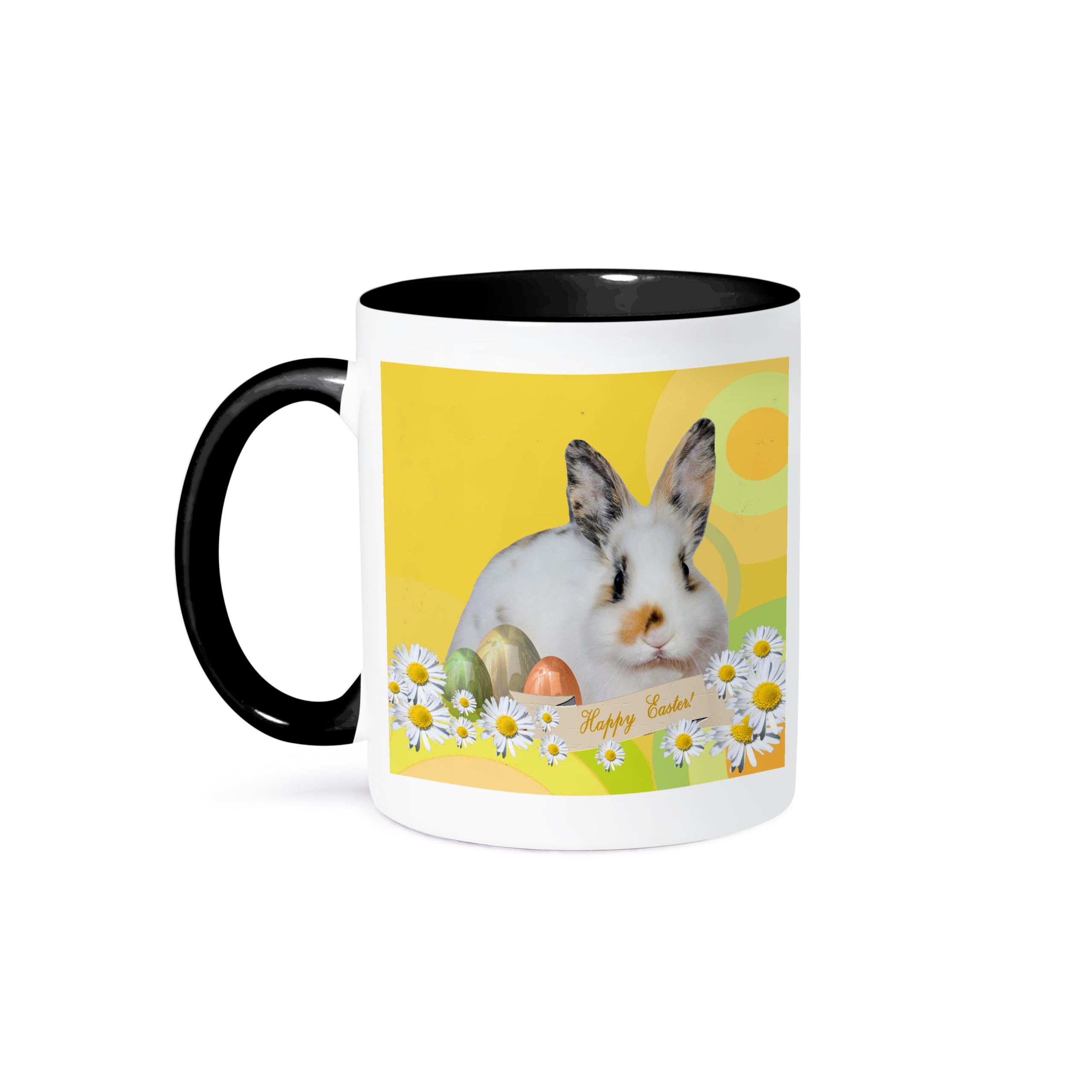 3dRose Calico Bunny Rabbit with Daisy Flowers and