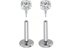Degolso 18G 16G G23 Titanium Tragus Helix Conch Piercing Jewelry Flat Back Earrings for Women Men Hypoallergenic Internally T