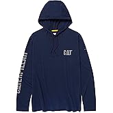 CAT mens Upf Hooded Banner Long Sleeve Shirts With Upf 50 Protection, Moisture Control and Cat Logo on Sleeve