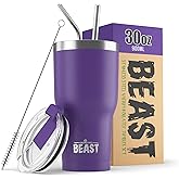 Beast 30 oz Tumbler Stainless Steel Vacuum Insulated Coffee Ice Cup Double Wall Travel Flask (Purple)
