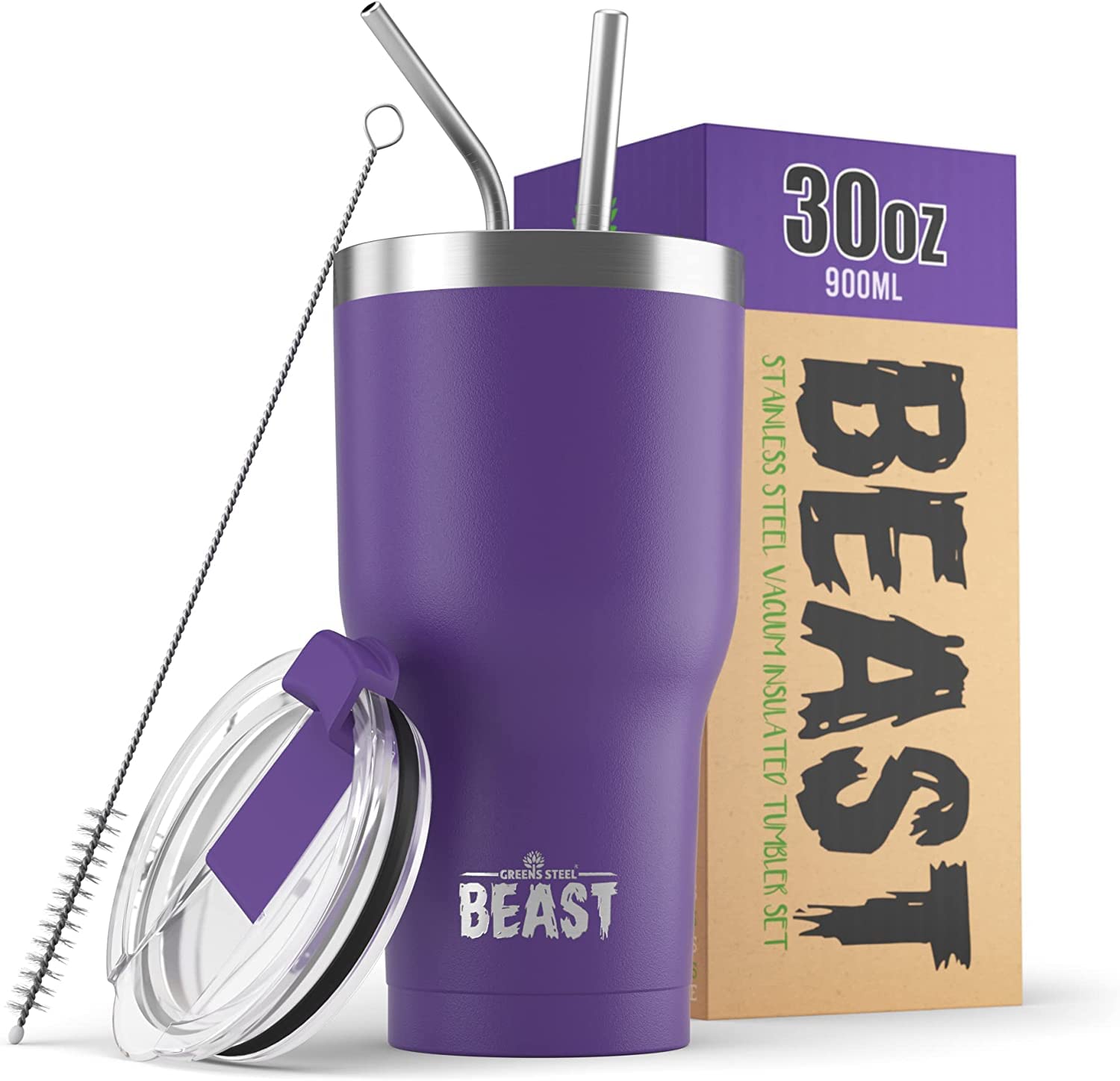 Photo 1 of Beast 30 oz Tumbler Stainless Steel Vacuum Insulated Coffee Ice Cup Double Wall Travel Flask (Purple)