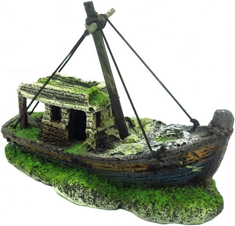 Sivene 5 Inches Aquarium Shipwreck Sunken Ship Ornaments Resin Crafts Decorations for Fish Tank Reptile Terrarium