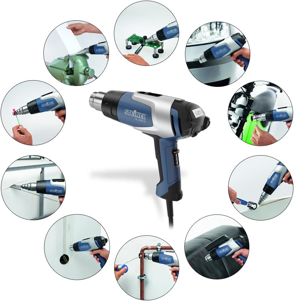 Steinel HL 2020 E Hot Air Gun in Case, Includes 9 mm Reducing Nozzle, 2200 W Hot Air Blowdryer, LCD Display, 80°-630°C, Blue - Image 5